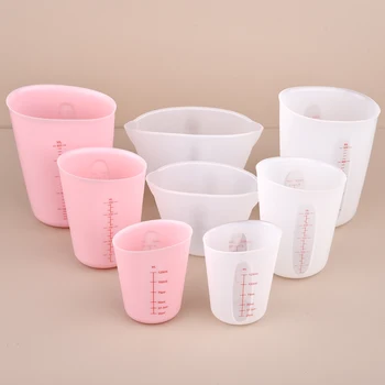 Küchen messgeräte Silikon Messbecher 250ml/500ml Flüssigkeits messbecher Dosier utensilien rosa/weiß Messbecher