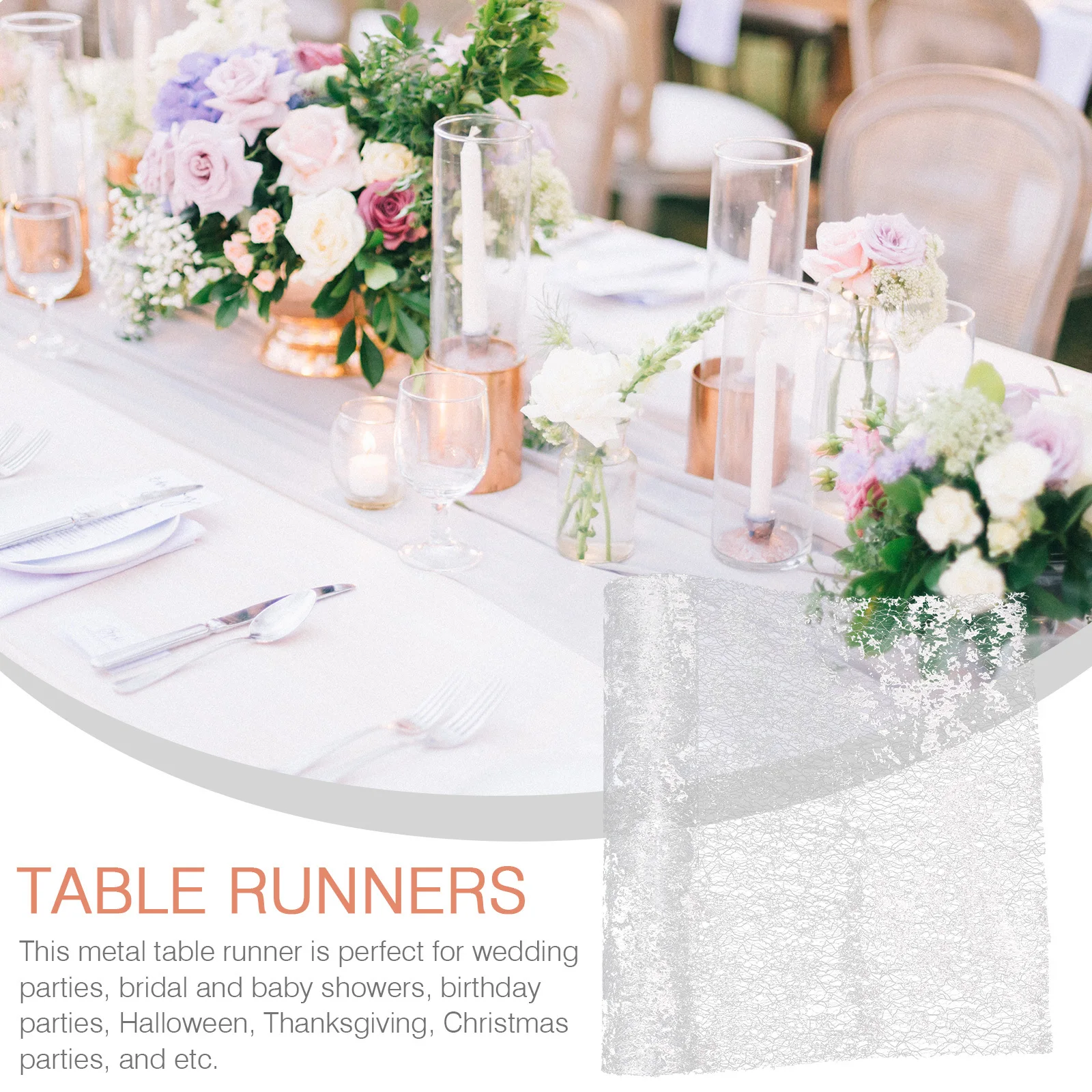 

1 Roll Table Runner Gold Polyester Mesh Metal Foil Edge Cuttable for Wedding Party Birthday Thanksgiving Christmas Table