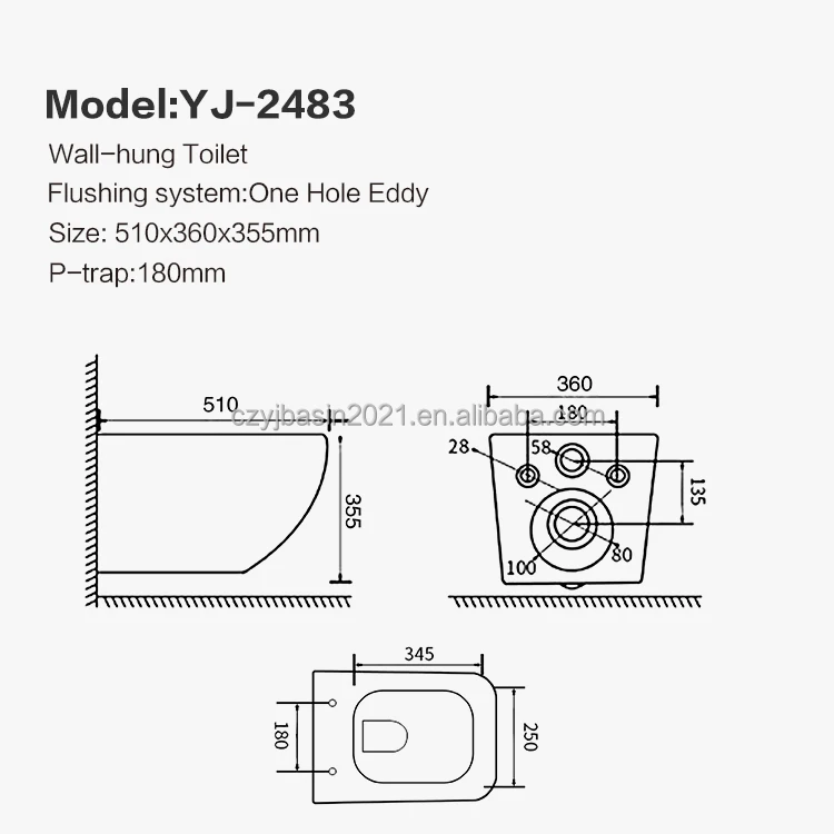 Toilet,Standard Toilet Bowl Set Ceramic Sanitary Ware Wall Hung Toilet With Toilet Seat For Bathroom view 2
