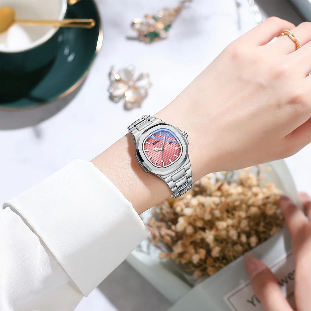 CHENXI Fashion Silver Stainless Steel Band Quartz Couple Watch Casual Simple Luminous Calendar Waterproof Men Women Watches