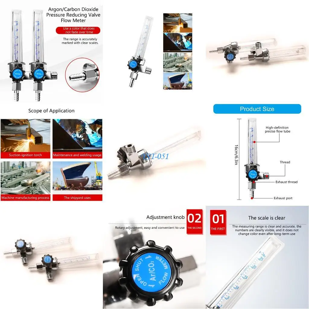 

E15A Welding Gas Regulator Argon CO2 Regulator Flowmeter Monitor Nonslip Connection