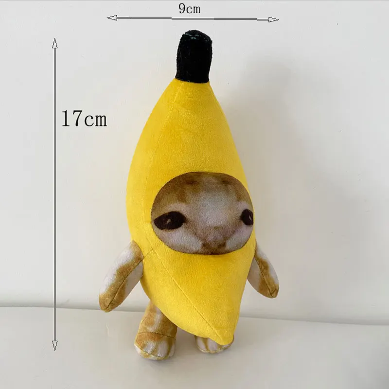 17 cm Bananenkatzen-Puppen-Anhänger, Schlüsselanhänger, weinende fröhliche Bananenkatze