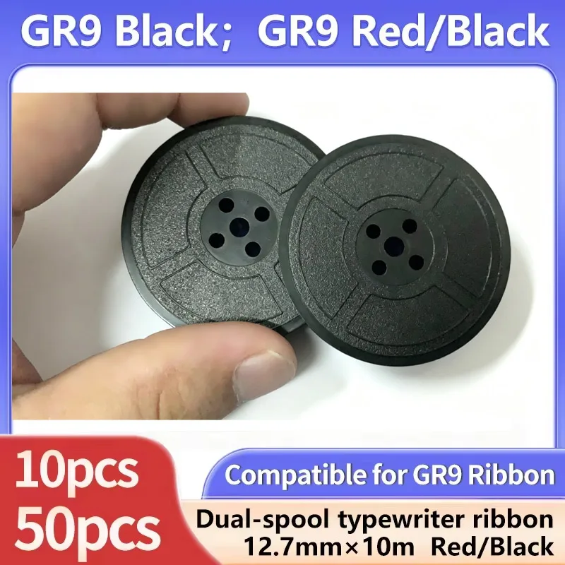 10pcs - 50pcs GR9 GR-9 Typewriter Ribbon Twin Spool Red and Black Spool Replacement Pack for Most Typewriter Hero/Brother