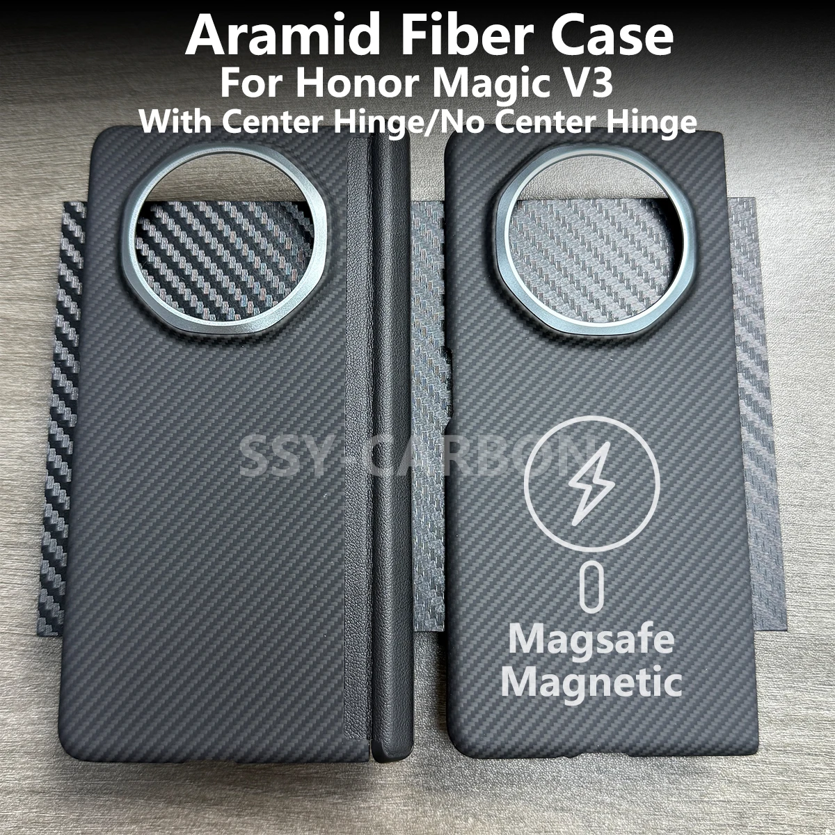 

Чехол из арамидного волокна для Honor Magic V3, кевларовый арамидный магнитный чехол Magsafe Honor V5, карбоновый чехол с прочным шарниром центральной оси