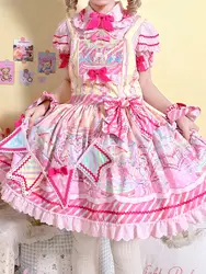 Japanese Sweet Lolita Apron Maid Dress Women Kawaii Strawberry Rabbit Embroidery Cosplay Princess Party Dresses Vintage Dress
