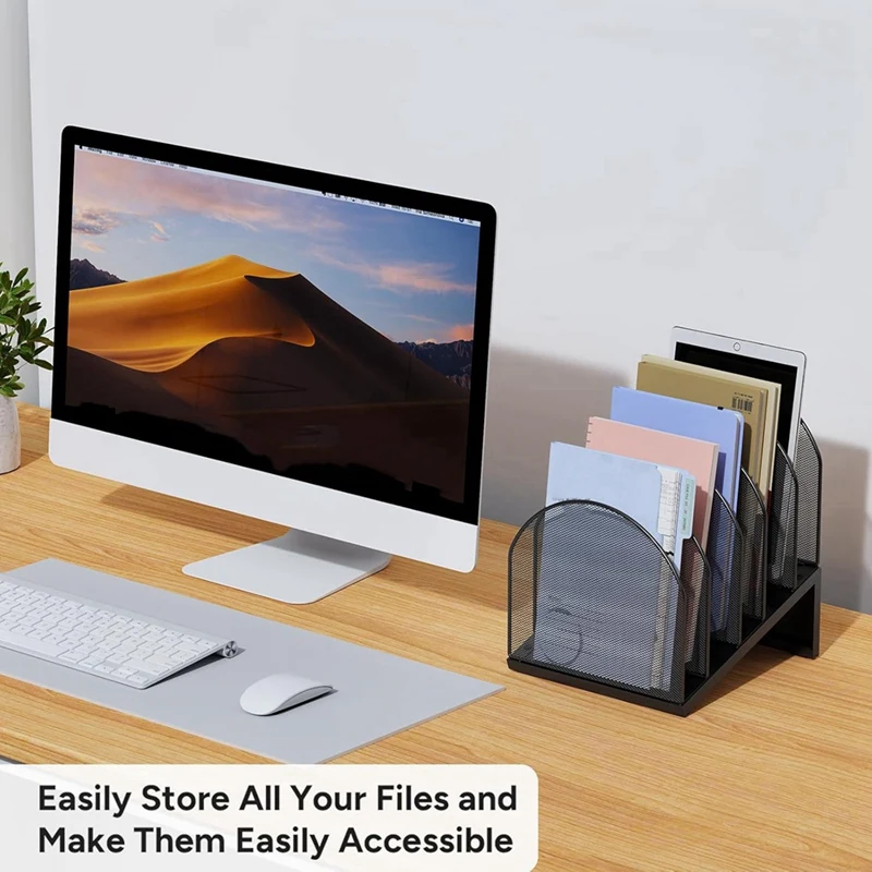 super-sale 5-section-desk-file-organizer-metal-mesh-folder-organizer-for-documents-mail-office-papers