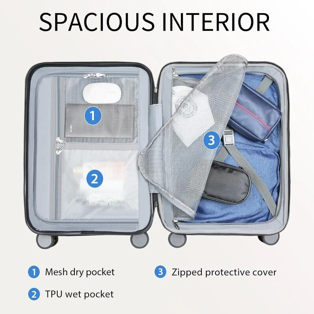 Expandable Hardside Spinner Luggage with Built-in TSA Lock, Durable Rolling Suitcase for Travel with USB Port, Long-Lasting Carr