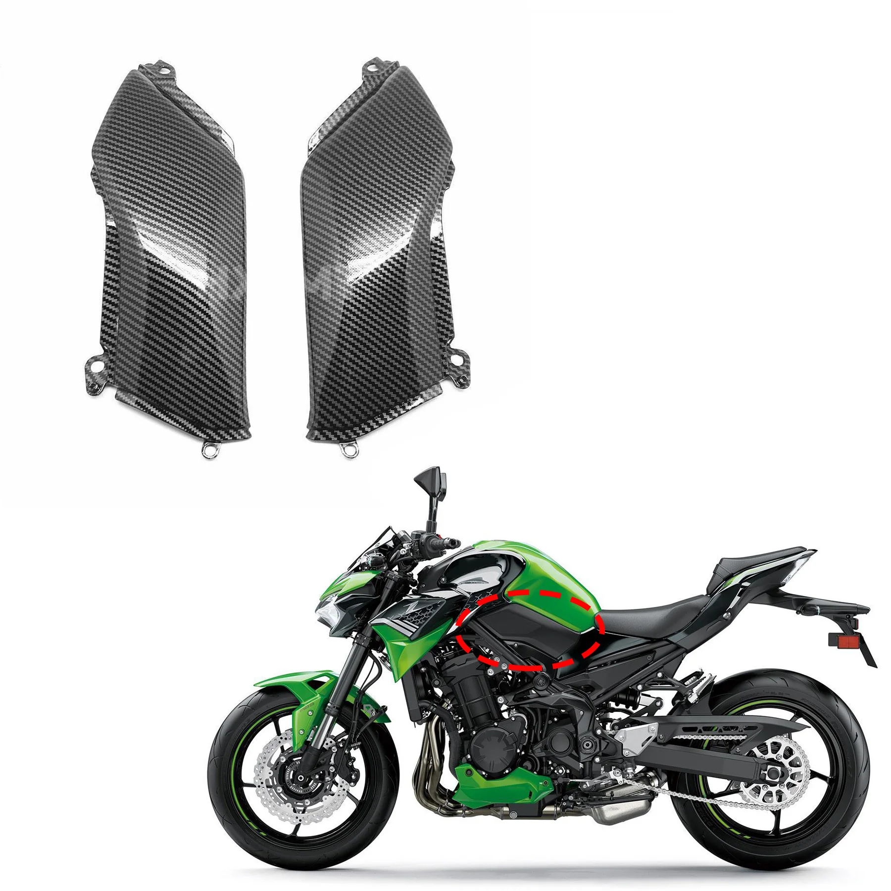 

For Kawasaki Z900 2020 2021 2022 2023 Tank Front Side Panel Trim Cover Fairing Cowl Gas Guard Unpainted Motorcycle Accessories