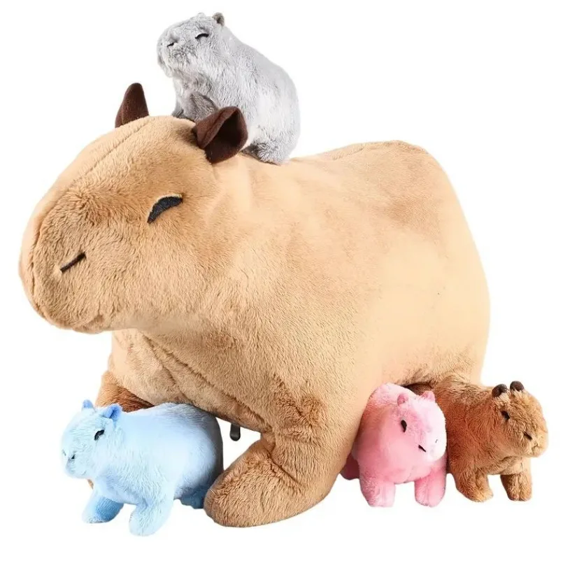 34 cm Halloween Mutter-Kind Wasser Meerschweinchen Fünfteilige weiche Tierpuppe für Jungen und Mädchen Weihnachten Halloween Weihnachtsgeschenke