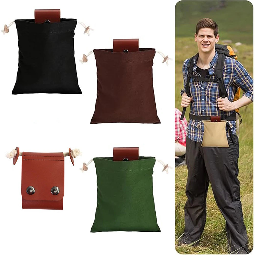 New Portable Outdoor Hiking Foraging Bag Fruit Picking Pouch Collapsible Berry Puch Storage Leather Bushcraft Canvas Bag Camping