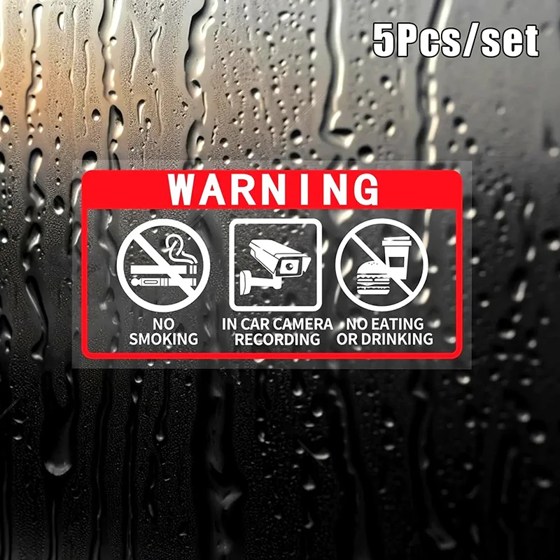 5X Vehicle No Eating No Drinking Fitted Sticker Decal Car Truck Van Bus Train Taxi Minicab Minibus Cab Notice Sign