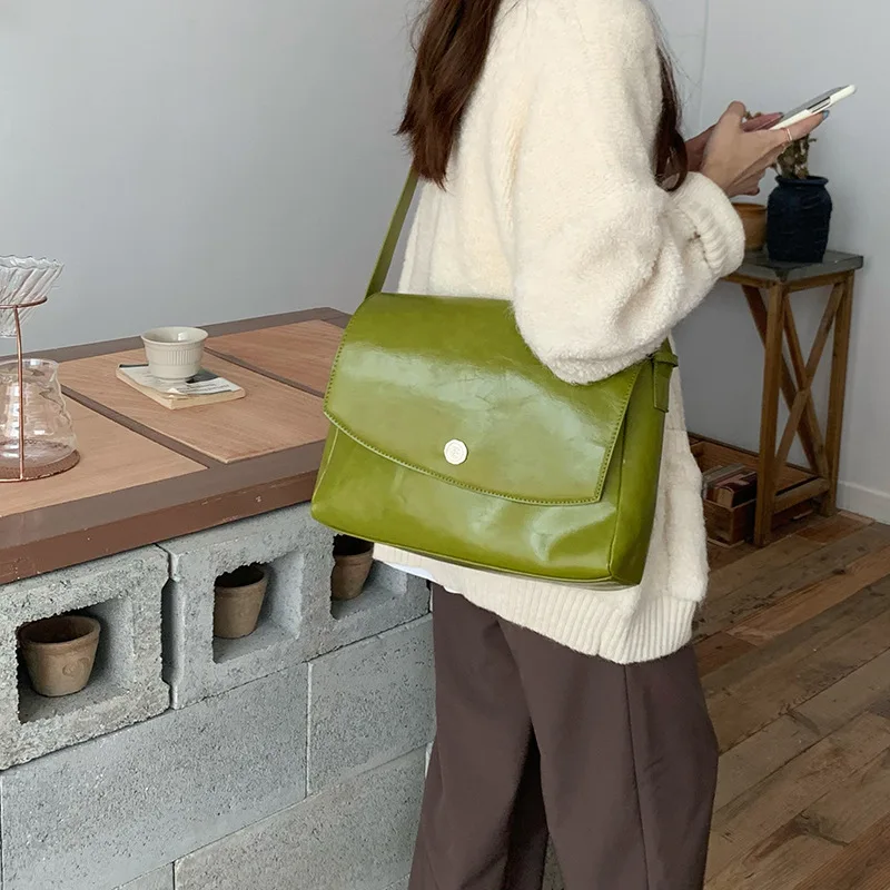 CGCBAG Vintage Lage Capacity Messenger Bag Women Simple Solid Luxury Designer Female Tote Bag High Quality PU Leather Handbags