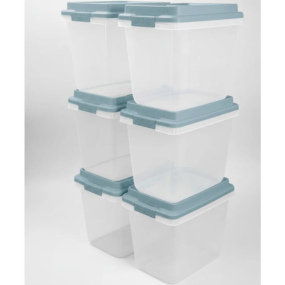 

Прозрачные штабелируемые контейнеры для хранения на 32 кв. в упаковке, 6 шт. с запирающимися крышками, коробки-органайзеры для обуви под кроватью, прочная удобная ручка