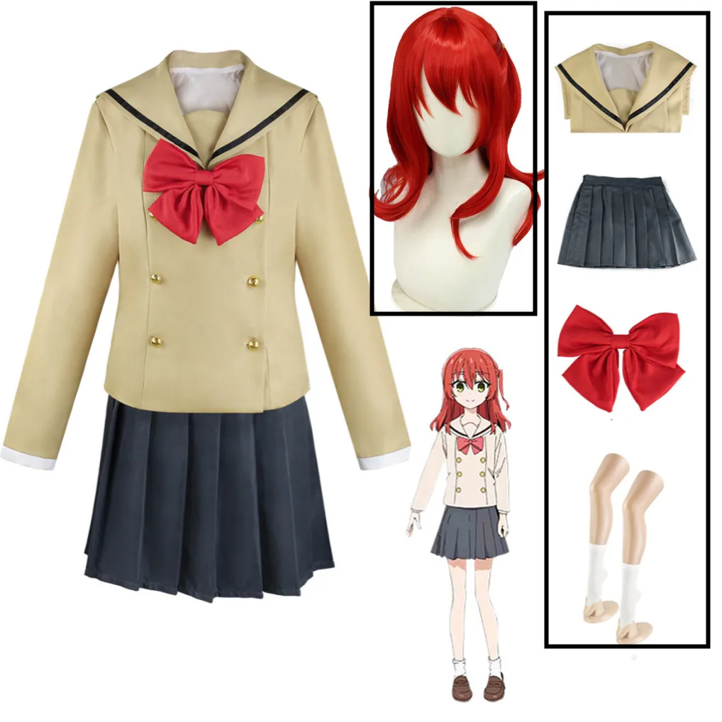 Ikuyo Kita Cosplay Anime Bocchi The Rock Ikuyo Kita disfraz JK uniforme roja falda calcetines Cos uniforme para nias y mujeres