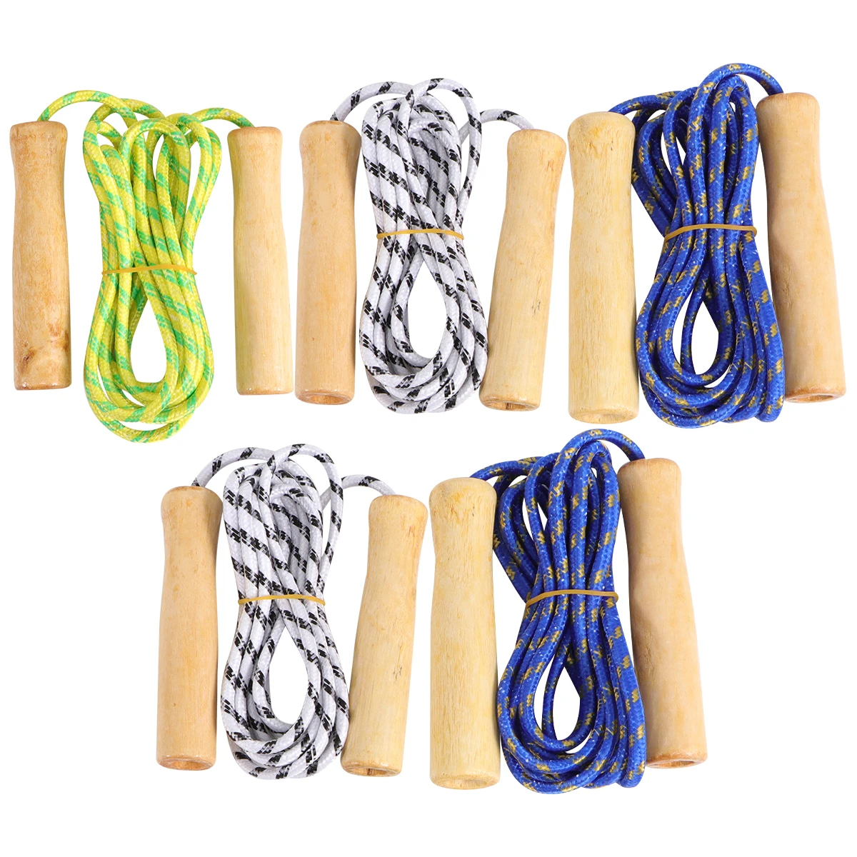 

5 PCS Wooden Handle Skipping Rope Exercise Ropes Aldult Bamboo Child