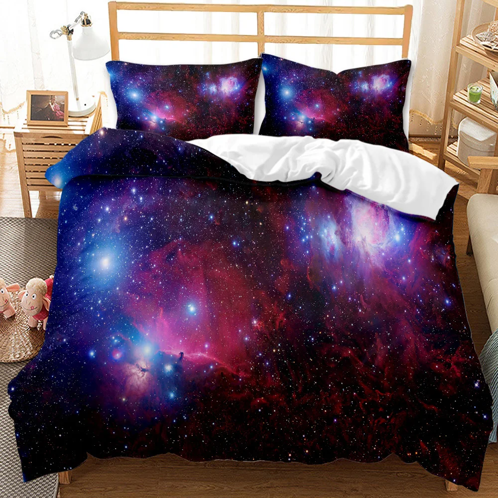 Star Space Duvet Cover Dusty Gas Cloud Nebula And Star Clusters In The Outer Space Polyester Bedding Set Double Queen King Size