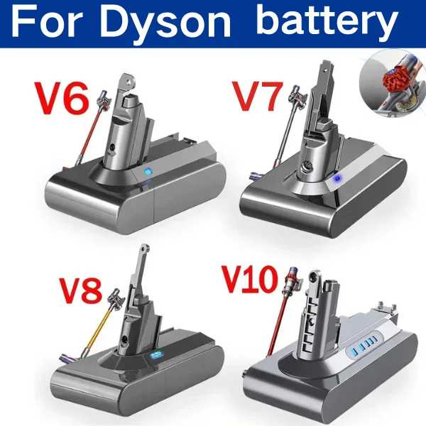 Vacuum Cleaner Rechargeable Battery for Dyson V6 V7 V8 V10 V11 Series SV07 SV09 SV10 SV12 DC62 Absolute Fluffy Animal Pro Bateri