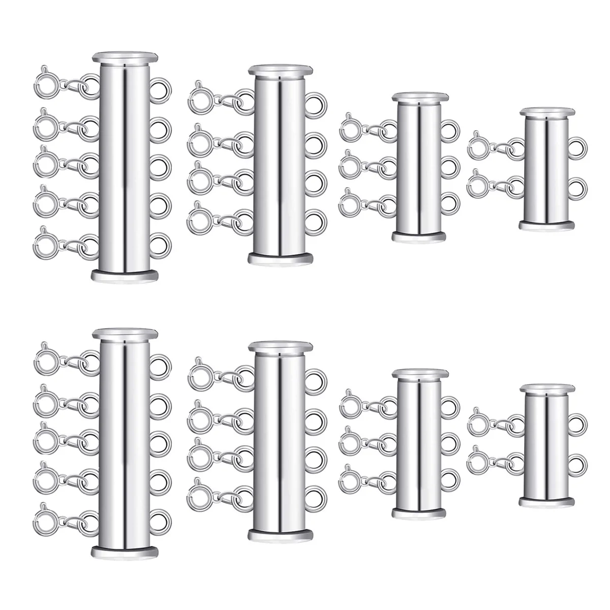 

8Pcs Pearl Slide Lock Clasp Alloy Jewelry Accessories Layered Necklace Organizer Multi Strands Slide Tube Clasp Bracelet