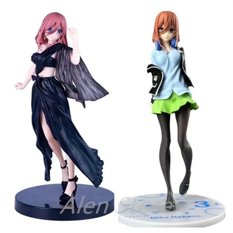 Anime Quintessential Quintuplets Figure Set - Nakano Miku Nino Ichika Itsuki in Black Evening Dress Uniform Standing PVC