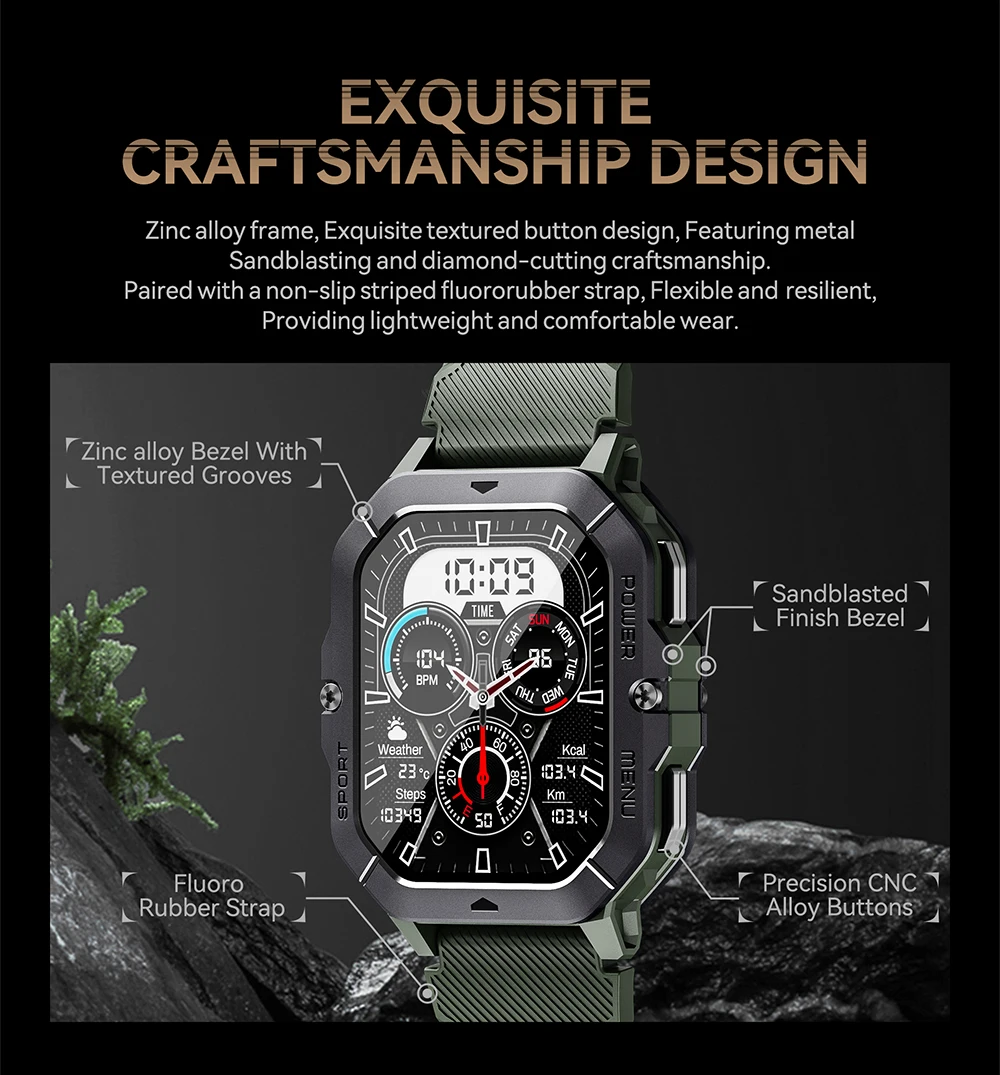 CUBOT C28 Wasserdichte Intelligente Uhr Männer 2,02 Zoll Fitness Tracker Sport Handgelenk Smartwatch Für Android IOS Bluetooth Anruf – Detail 5