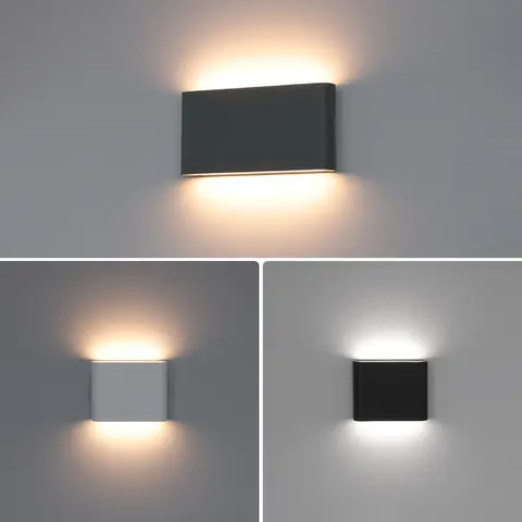 6W/12W IP65 방수 LED 벽 조명, 야외 및 실내, 정원 파티오 하우스 장식을 위한 현대적인 알루미늄 업다운 조명