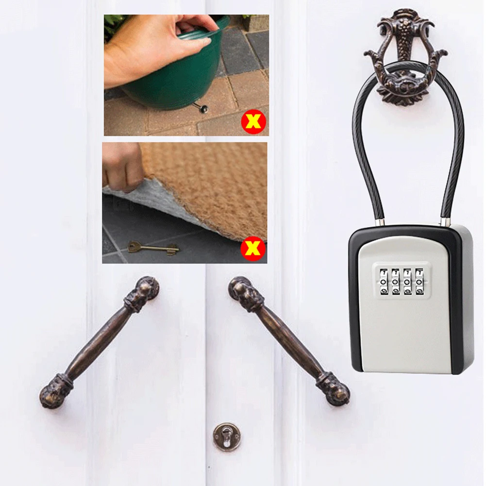 

LuxuryDurable Zink Alloy Waterproof Wall Mount Key Storage Box Combination Password Key Keeper Easy To Fix Inside & Outside