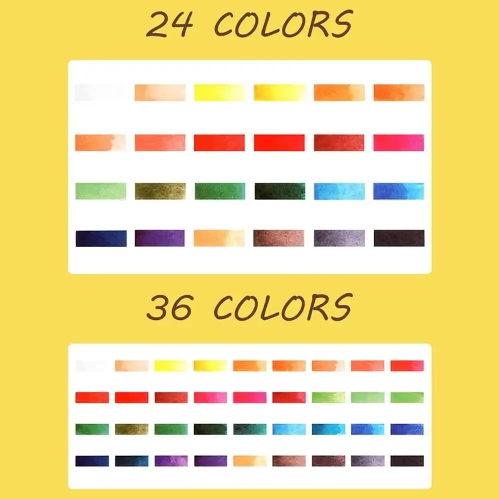 12/18/24/36 Colors Solid Watercolor Paint Set Portable Beginner Watercolor Pigment Kit Professional with Painting Brush