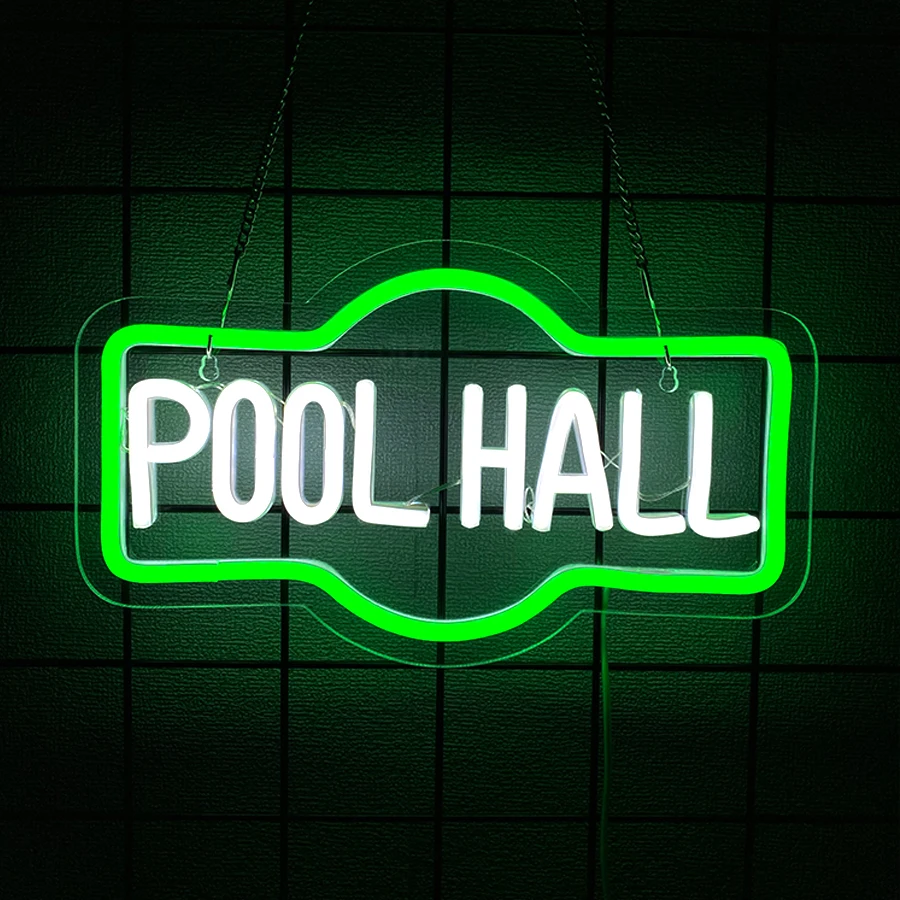 Pool Hall Led Neon Sign, Billiards Hall, Game Room, Bar, Basement And Man Cave Wall Decor, Billiards Theme Signboard Lamp.