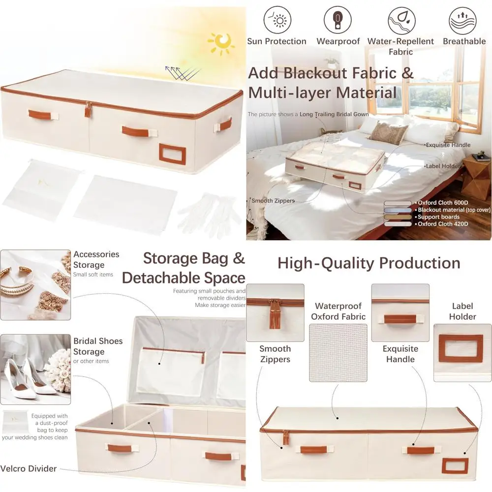 Caja de almacenamiento grande para vestido de novia con papel sin ácido y guantes de microfibra para preservación