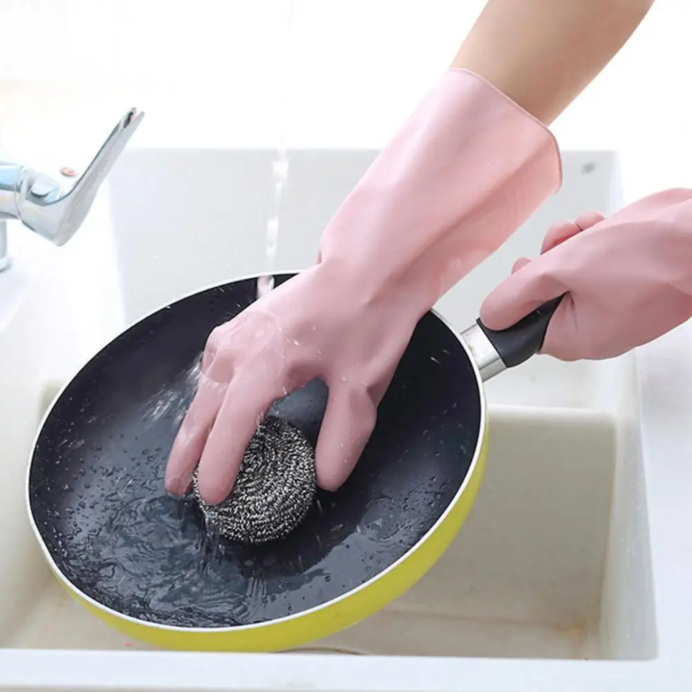 1 Pair Wash Gloves  Useful Latex Kitchen Cleaning Dishwashing Gloves  Protect Hands Household Gloves Home Supplies 설거지 장갑