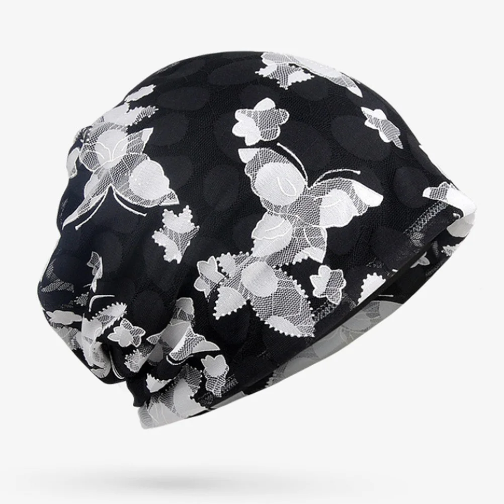 

Breathable Black Lace Package Head Wrap Maternity Sleeping Cap Soft Flexible Windproof Hair Accessories for Women Girls