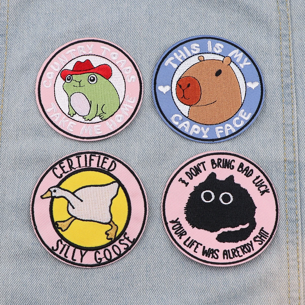 Cute Capybara Iron On Patch Clothes Patch For Clothing Phrase Embroidered Patch Garment Apparel Accessories Sewing Stickers