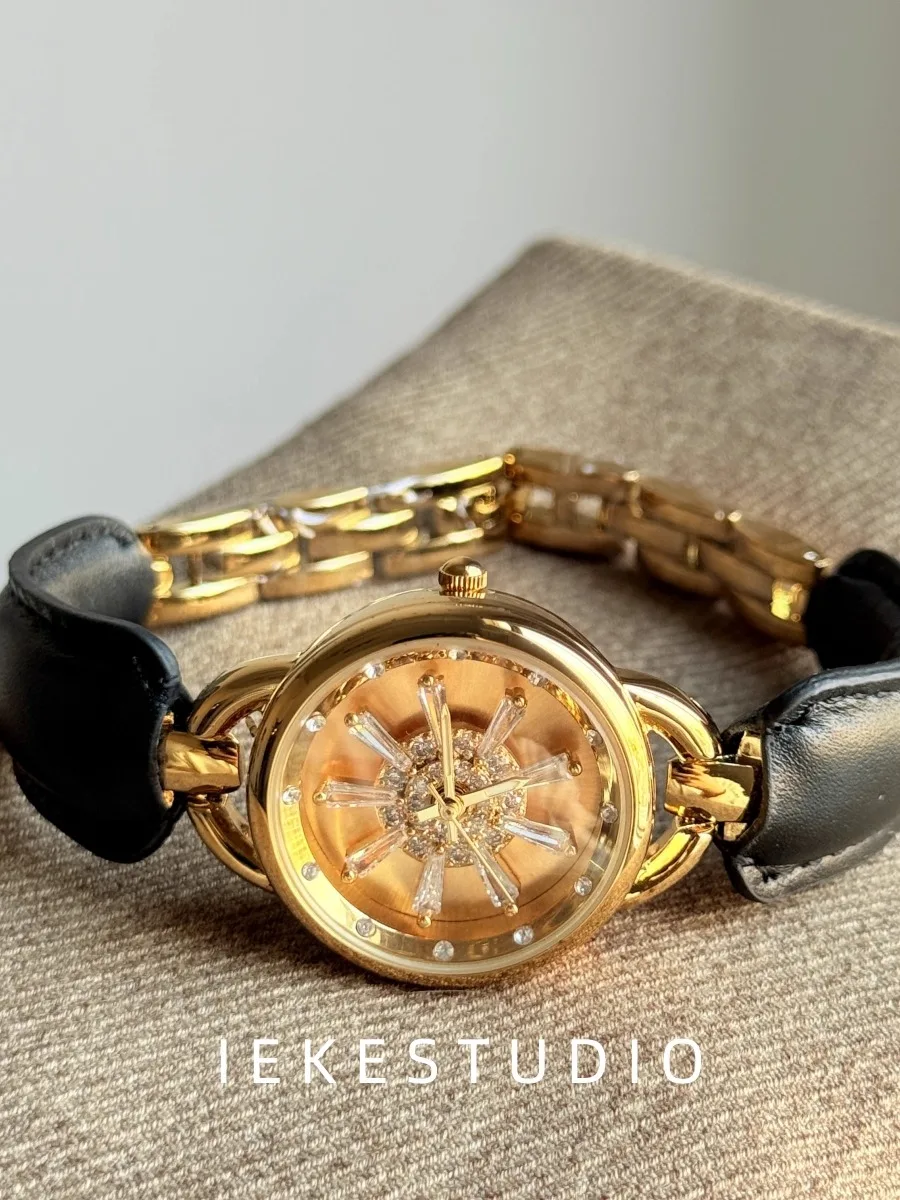 Gold Vintage Style Women'S Watch, Sophisticated And Stylish Design, Trendy Quartz Watch, Women'S Fashion Watch, Watch Accessory.