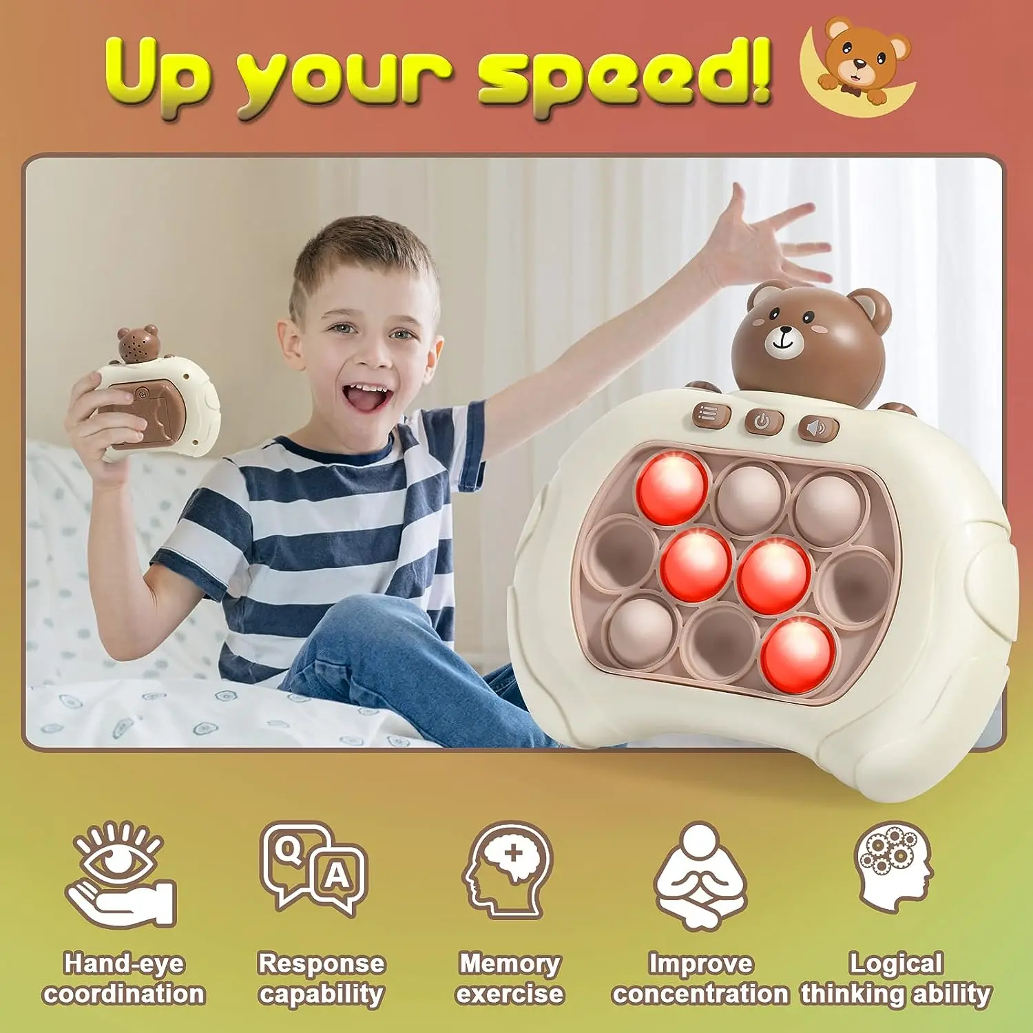 Handheld Games for Kids 6-12, Sensory Fidget Toys for Kids 8-12, Pop Push It Bubble Stress Light Up Toys