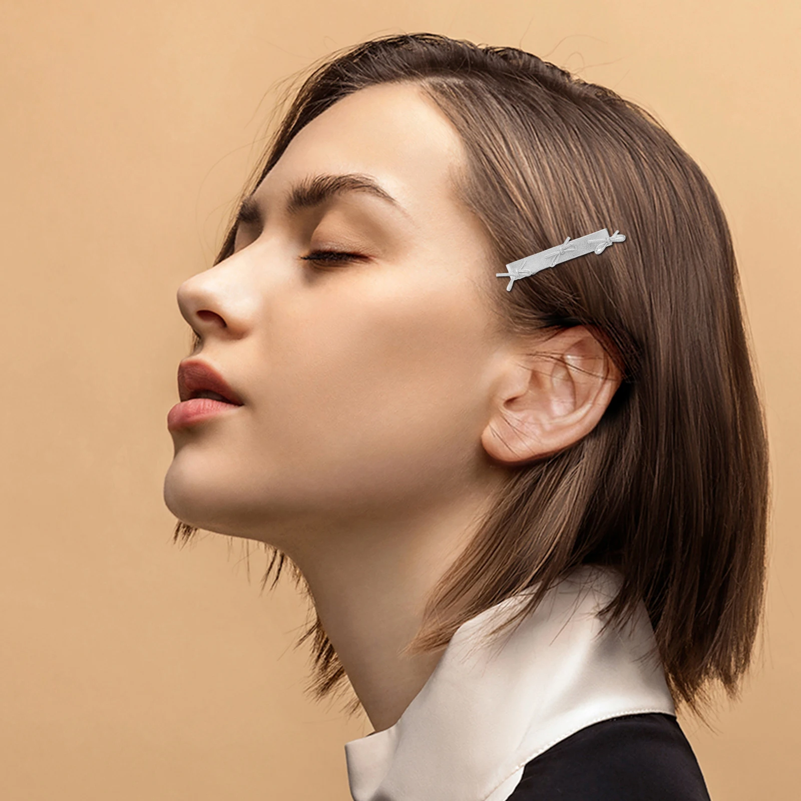 

Hair Clip Accessories Silver Bow Duck Bill Clips for Women Stylish French Barrettes Lightweight Hair Pins