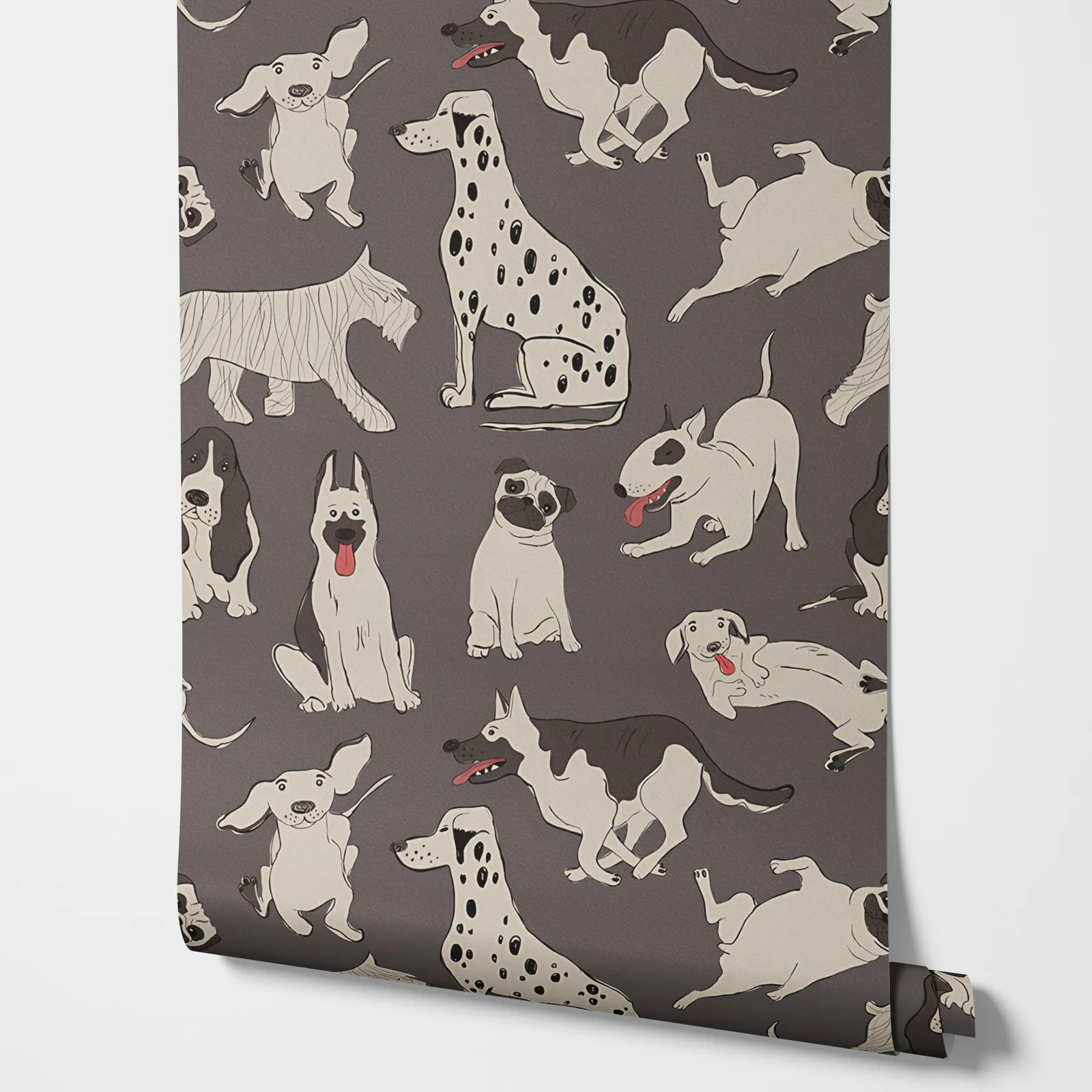 Dog Pattern Wall Sticker Wallpaper,Dark Color Decorative Wall Decals,Animal Self-adhesive Paper Furniture For Doors,Custom Color