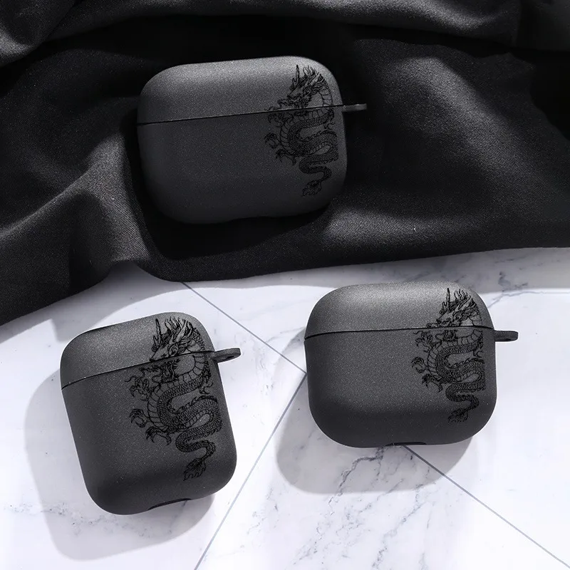 Casing Earphone Desain Naga untuk AirPods Pro/Pro2 Penutup Bluetooth Nirkabel TPU untuk Pelindung AirPods 3/4 dengan Casing Gantungan Kunci