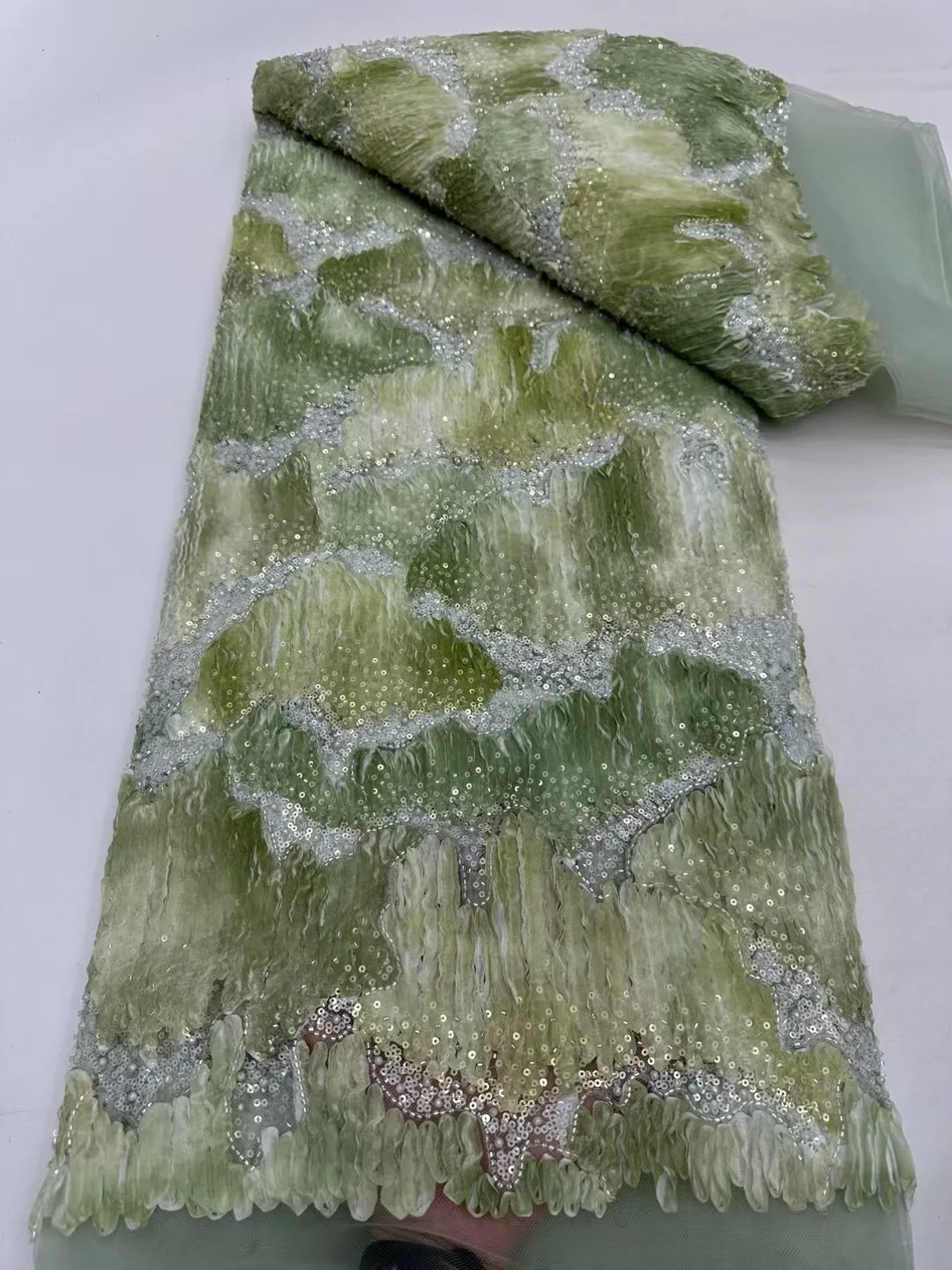 

Модный дизайн, высокое качество, роскошная 3D вышивка ручной работы, сетчатые кружевные бусины с блестками для изготовления женского свадебного платья