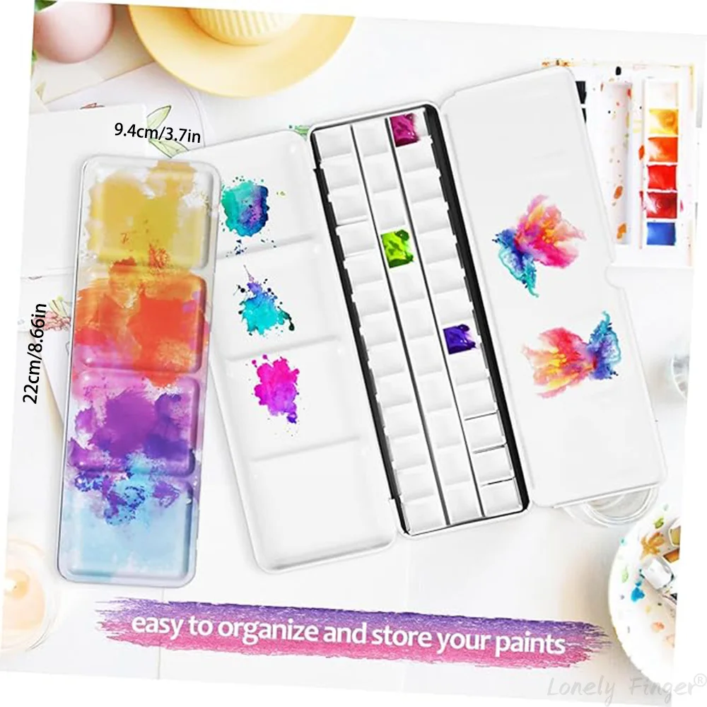 Empty Watercolor Set 37 Wells in Portable Box, Watercolor Tin Box Palette Ideal for Artists and Amateur Painters