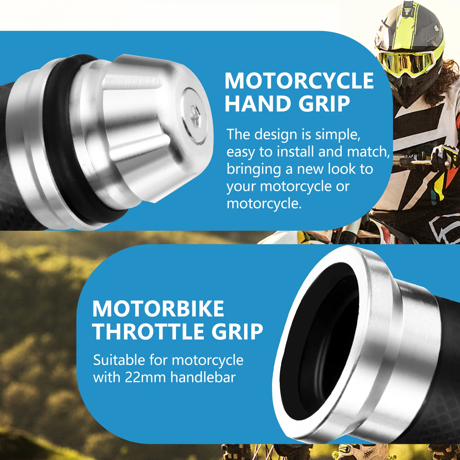 

1 Pair Anti-Slip Motorcycle Handlebar Grip Set Durable 22Mm Replacement Comfortable Non-Slip Design Easy Install Motorbike