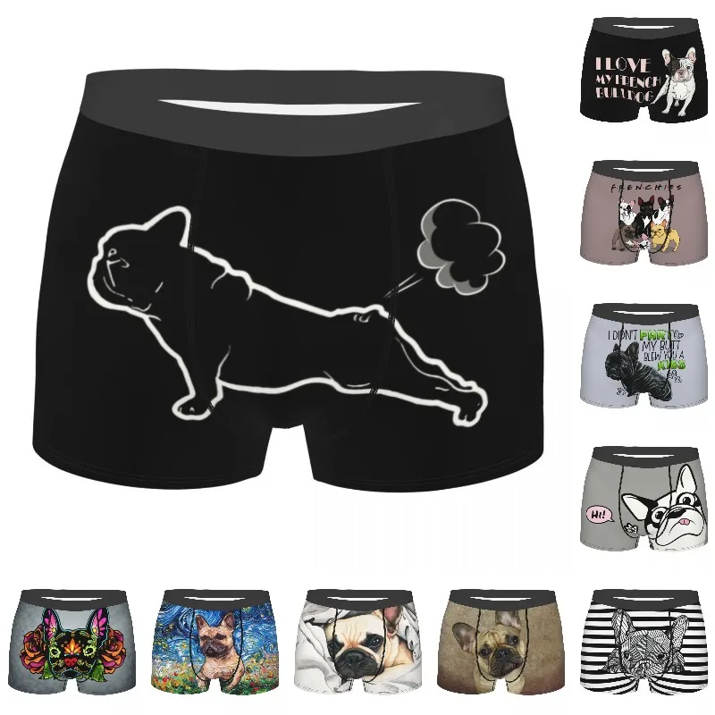 

French Bulldog Yoga Underwear Male Sexy Print Customized Pet Dog Boxer Shorts Panties Briefs Breathbale Underpants