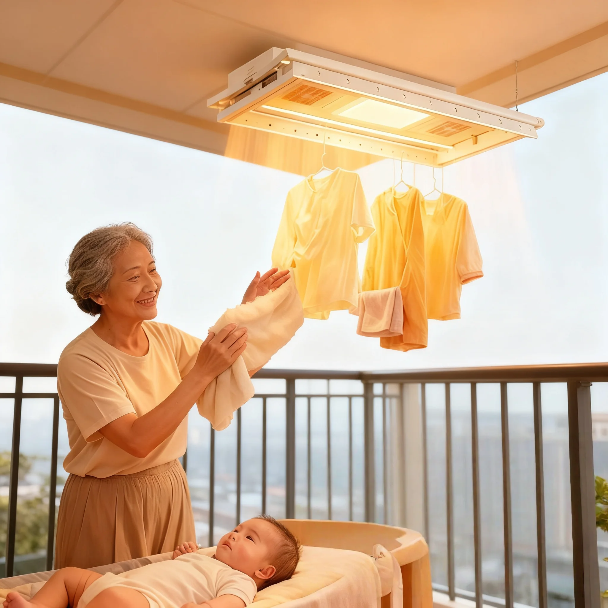 Smart Electric Foldable Heating Clothes Dryer With APP/Remote Controlled Automatic Lifting Drying Rack For Balcony