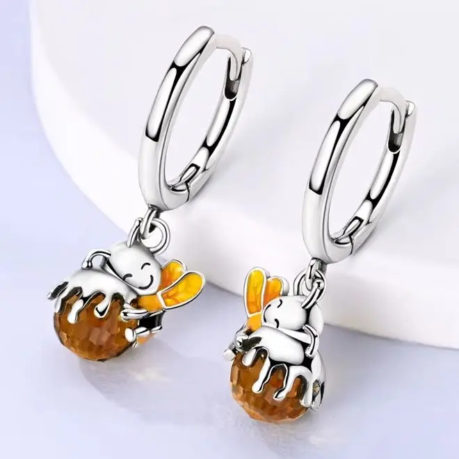 

Earring 925 Silver Pendientes Cute Bees For Woman Pendant Earring Fashion Jewelry Gift