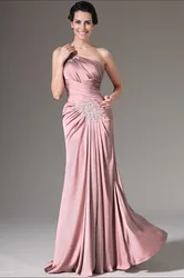 Dusty Rose Mother of the Bride Dress Appliques Satin Classic Wedding Party Customized Celebrity Prom Gown Mermaid Robe De Mariée