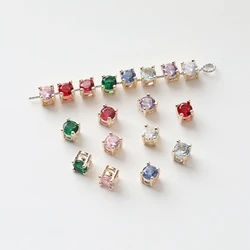 6PCS Color Preserving Brass Inlaid Zircon Beads Jewelry DIY Bead Bracelet Necklace Earrings Making Supplies Material Accessories