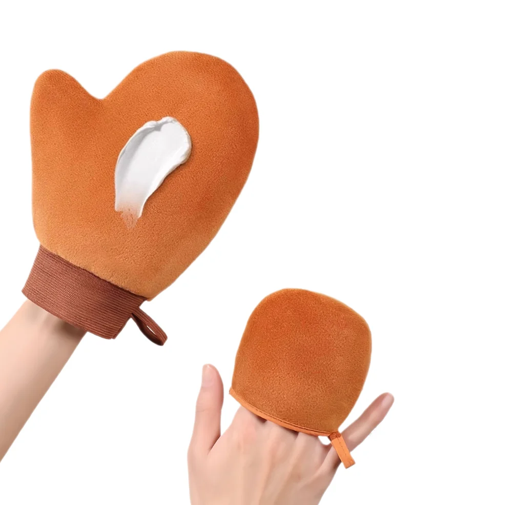 Körperlotion-Handschuh Selbstbräunungs-Handschuh Doppelseitig Verhindert Klebrige Hände Applikator Schnell Trocknender Beflockter Handschuh Make-up-Applikator – Detail 4