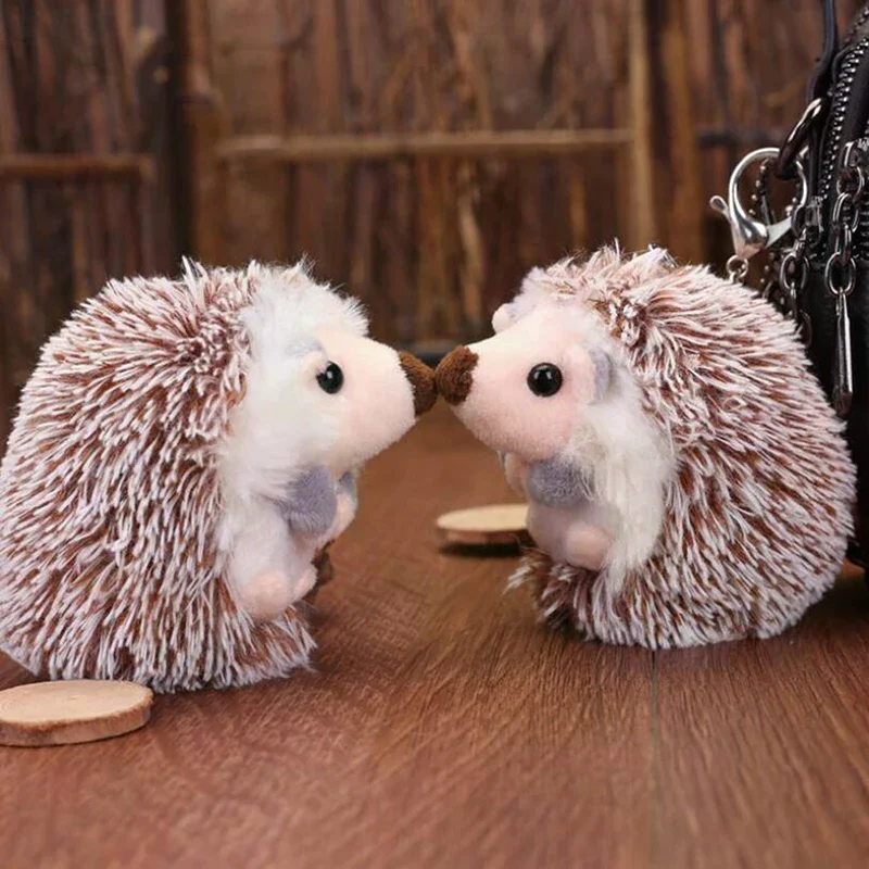Cute Plush Pompon Hedgehog Animal Keychain Bag 10cm Mobile Phone Pendant Keyring For Bag For Car