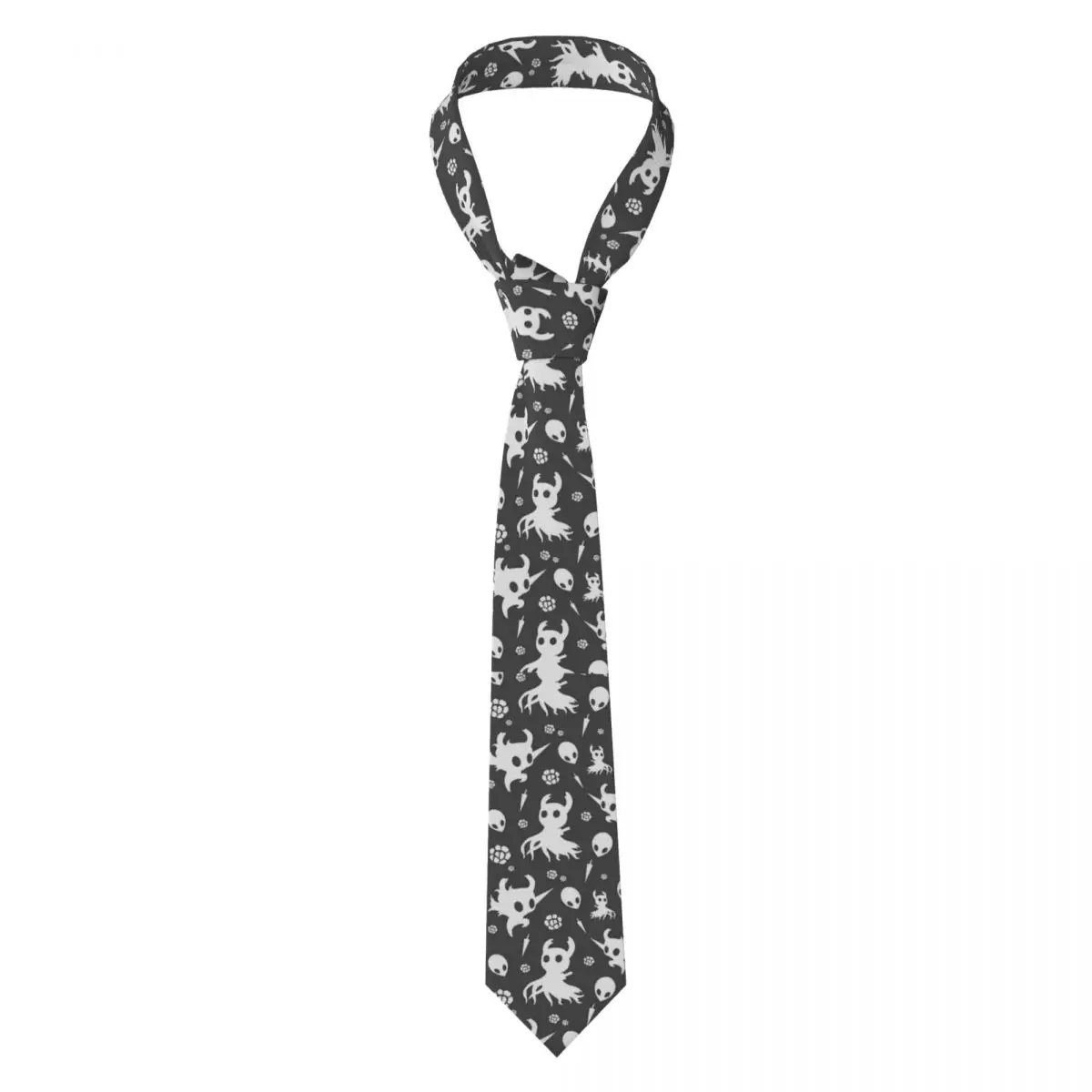 Hollow Knight Pattern Neckties Men Skinny Polyester 8 cm Wide Ghost Neck Ties for Mens Accessories Gravatas Party