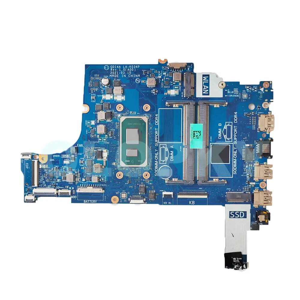 GDI4A LA-K034P مع i3-1115G4 i5-1135G7 i7-1165G7 CPU لـ Dell Vostro 3400 3500 Inspiron 3501 اللوحة الأم للكمبيوتر المحمول 100% تم اختبارها