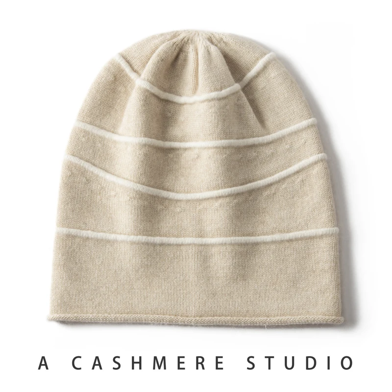 thickened-woolen-knitted-hat-for-men-and-women-with-stripe-pattern-no-cuff-winter-cap-warm-round-top-cold-weather-hat